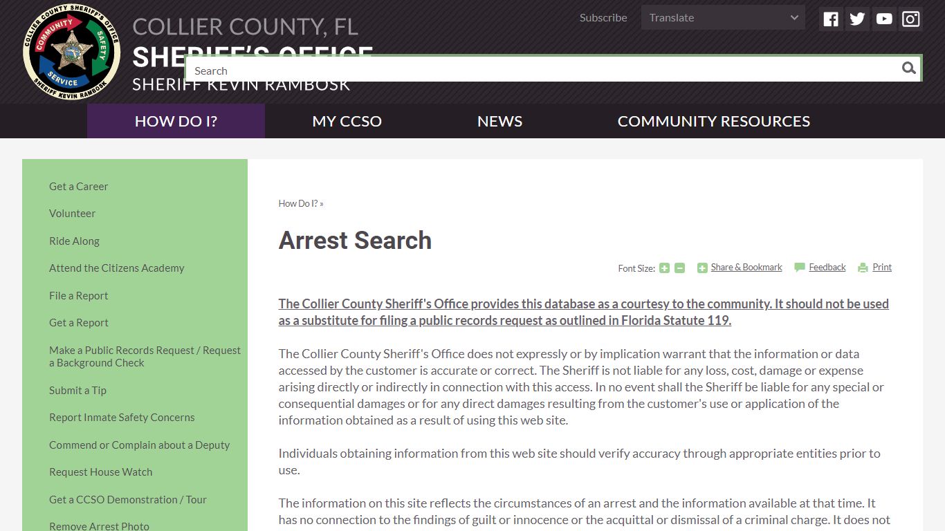 Arrest Search | Collier County, FL Sheriff